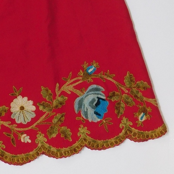 Plenty by TRACY REESE Red Wool Floral Embroidered Appliqued Skirt Size 4 - Picture 10 of 13